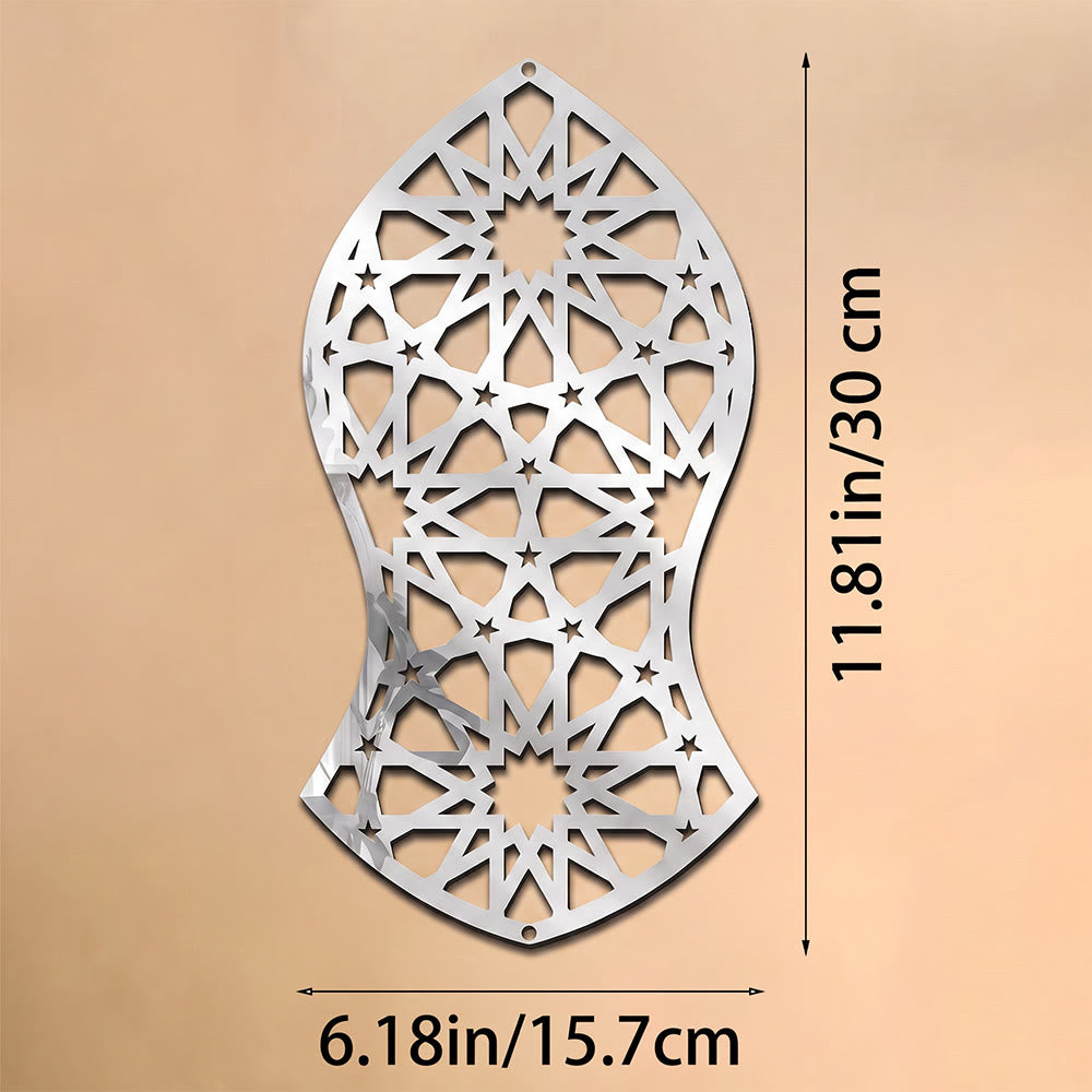 HilalHaven Arch Eternal Rhythm Floral Silhouette Geometric Metal Wall Decor - Silver - 6.18&