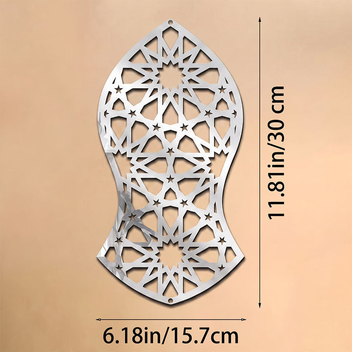 HilalHaven Arch Eternal Rhythm Floral Silhouette Geometric Metal Wall Decor - Silver - 6.18&