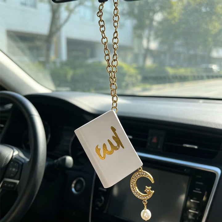HilalHaven Allah Script Book Crescent Charm PU Mini Allah Flip BookCar Pendant - image 6