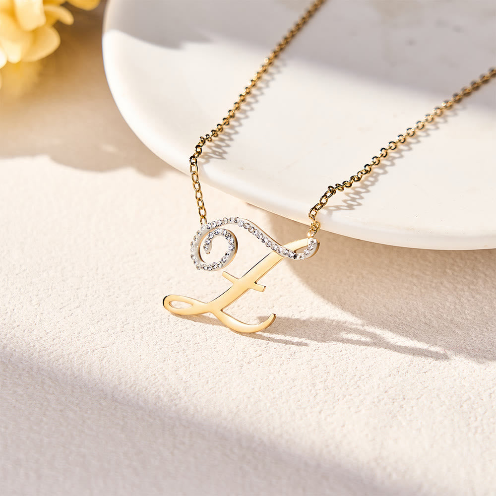 HilalHaven Dual Script Intertwined Initial Arabic&amp;English Letter Two-Tone Inlaid Crystal Titanium Steel Women’s Letter Necklace  - z - image 46