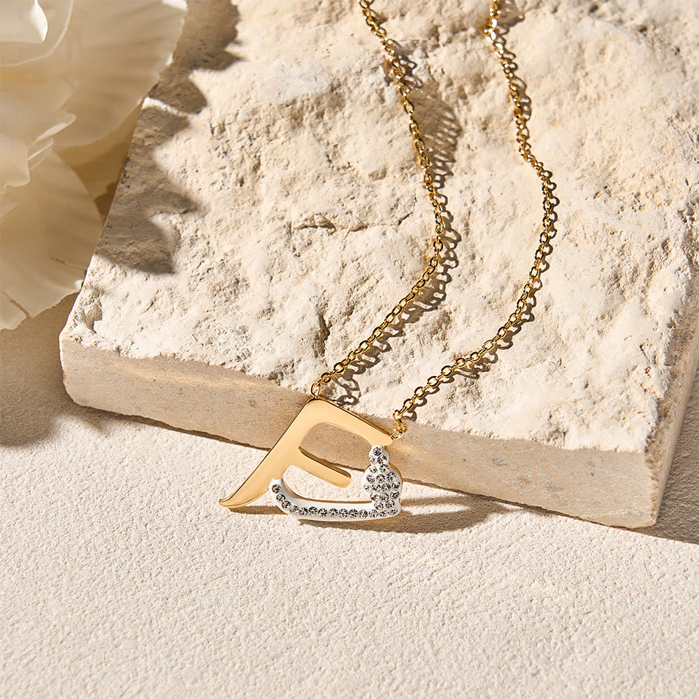 FREE Today: Dual Script Intertwined Initial Arabic&amp;English Letter Two-Tone Inlaid Crystal Titanium Steel Letter Necklace  - image 9