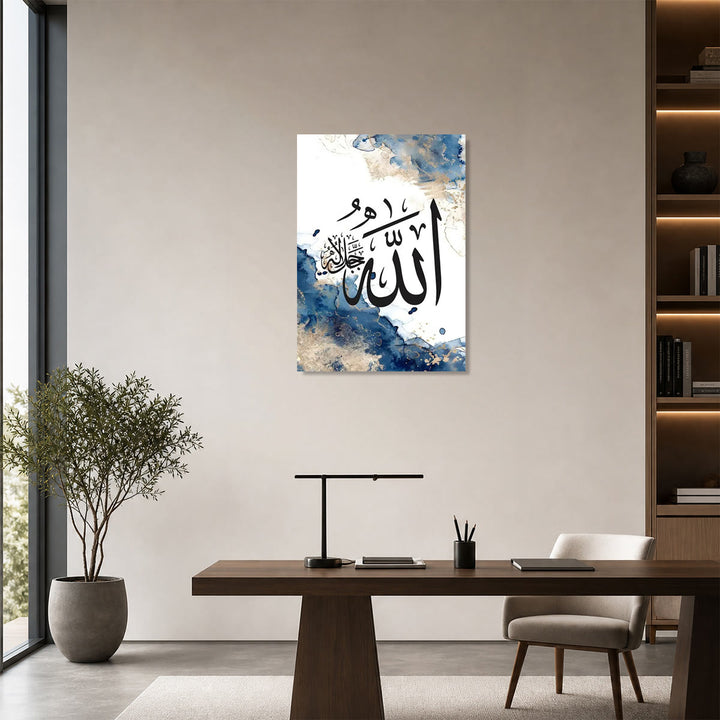 HilalHaven "Ocean Blot Manuscript Trio" Abstract Watercolor Texture Frameless Rolled Canvas Wall Decor - image 1