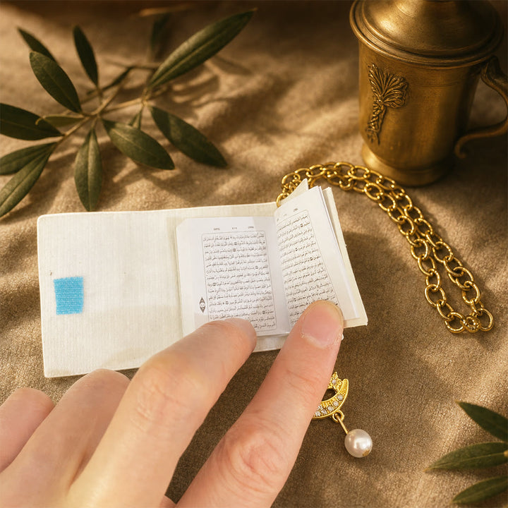 HilalHaven Allah Script Book Crescent Charm PU Mini Allah Flip BookCar Pendant - image 3