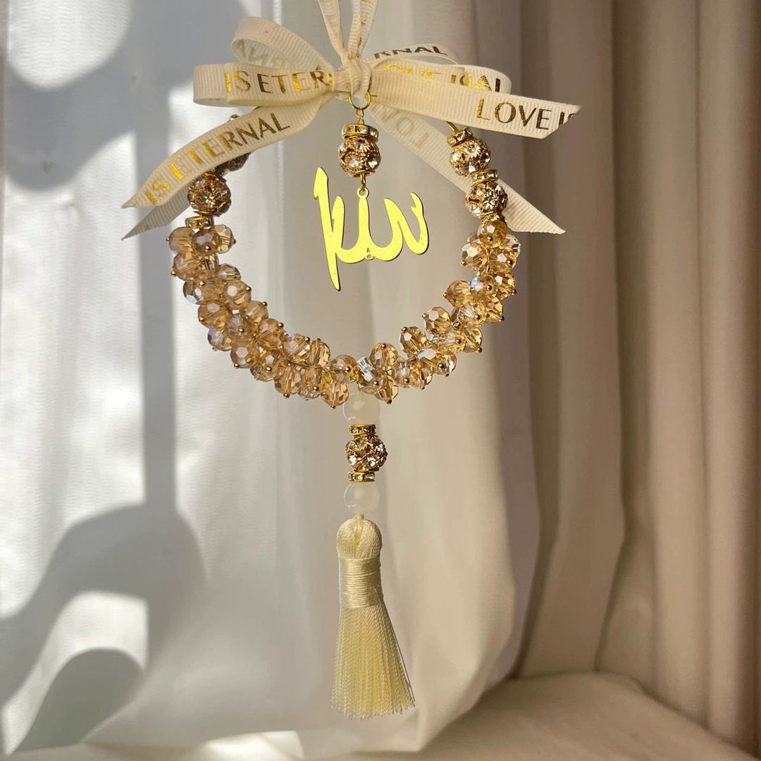 HilalHaven Lunar Wreath Grace Minimalist Crystal Handcrafted Car Pandent - White - image 3