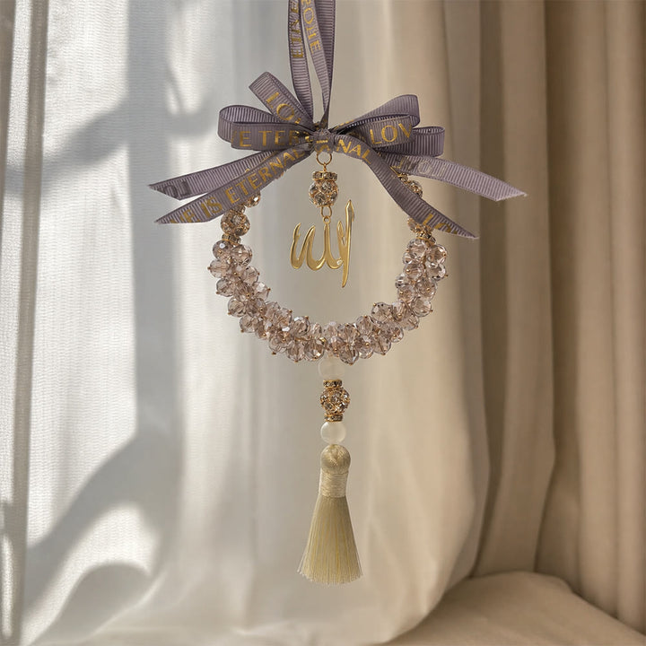 HilalHaven Lunar Wreath Grace Minimalist Crystal Handcrafted Car Pandent - Purple - image 9