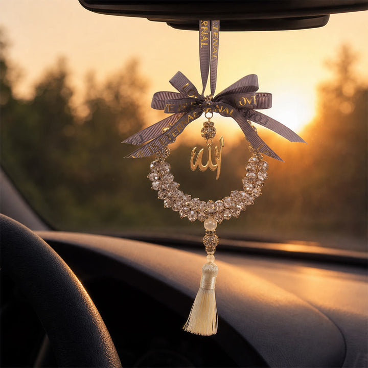HilalHaven Lunar Wreath Grace Minimalist Crystal Handcrafted Car Pandent - image 8