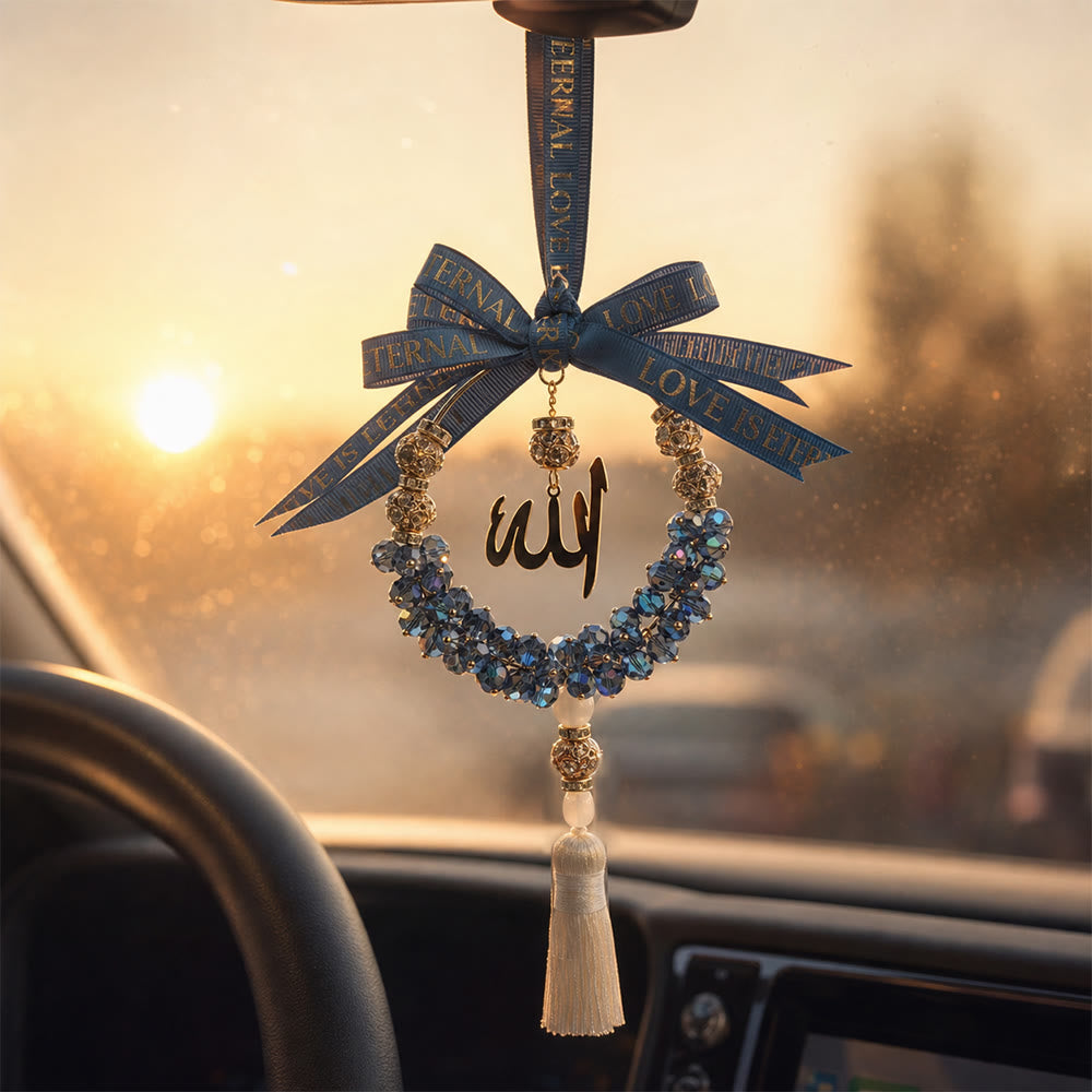 HilalHaven Lunar Wreath Grace Minimalist Crystal Handcrafted Car Pandent - image 4