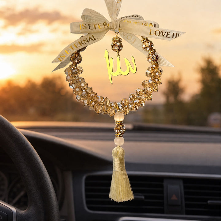 HilalHaven Lunar Wreath Grace Minimalist Crystal Handcrafted Car Pandent - image 2