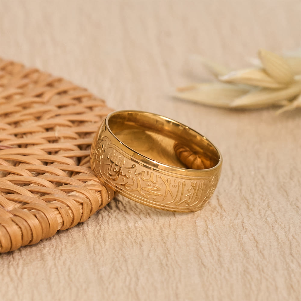 FREE Today: Perpetual Script Shahada Naskh Calligraphy Band Ring - Golden - US10 - image 7
