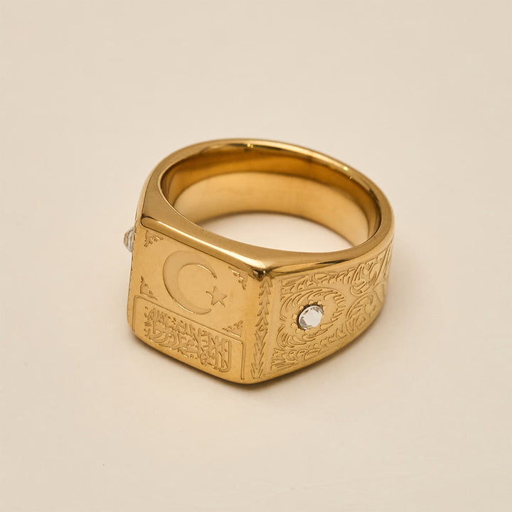 HilalHaven Lunar Radiance Square Embossed Signet Ring - image 8