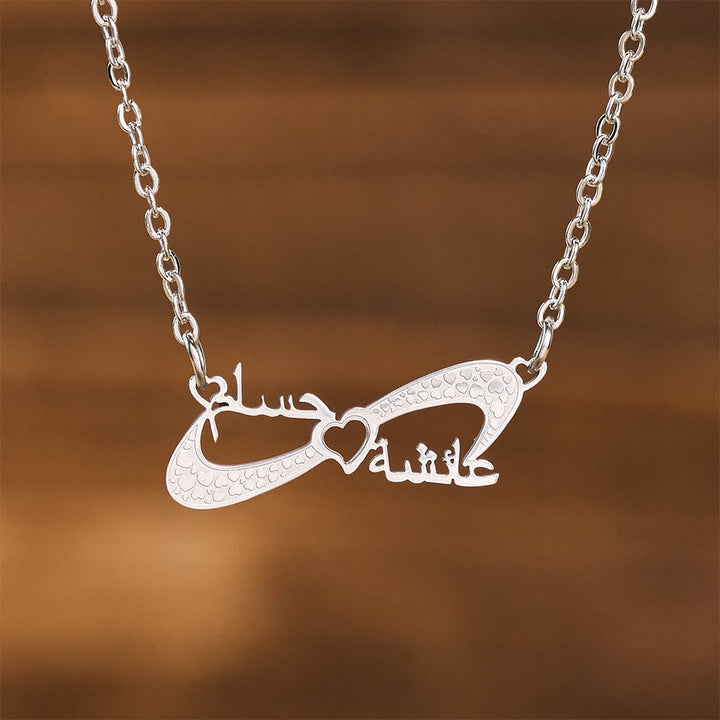 HilalHaven Infinite Affection Intertwined Script Infinity Heart Pendant Necklace - image 0