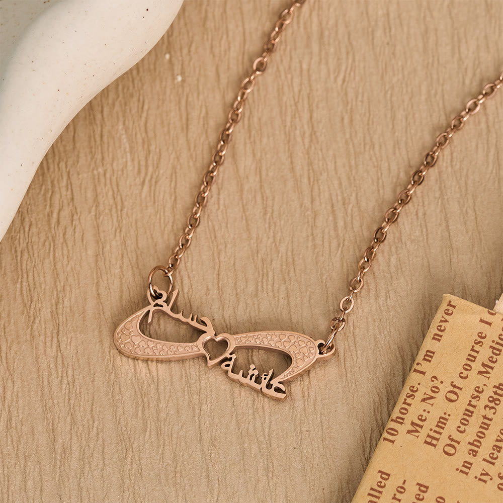 HilalHaven Infinite Affection Intertwined Script Infinity Heart Pendant Necklace - Rose Golden - image 11