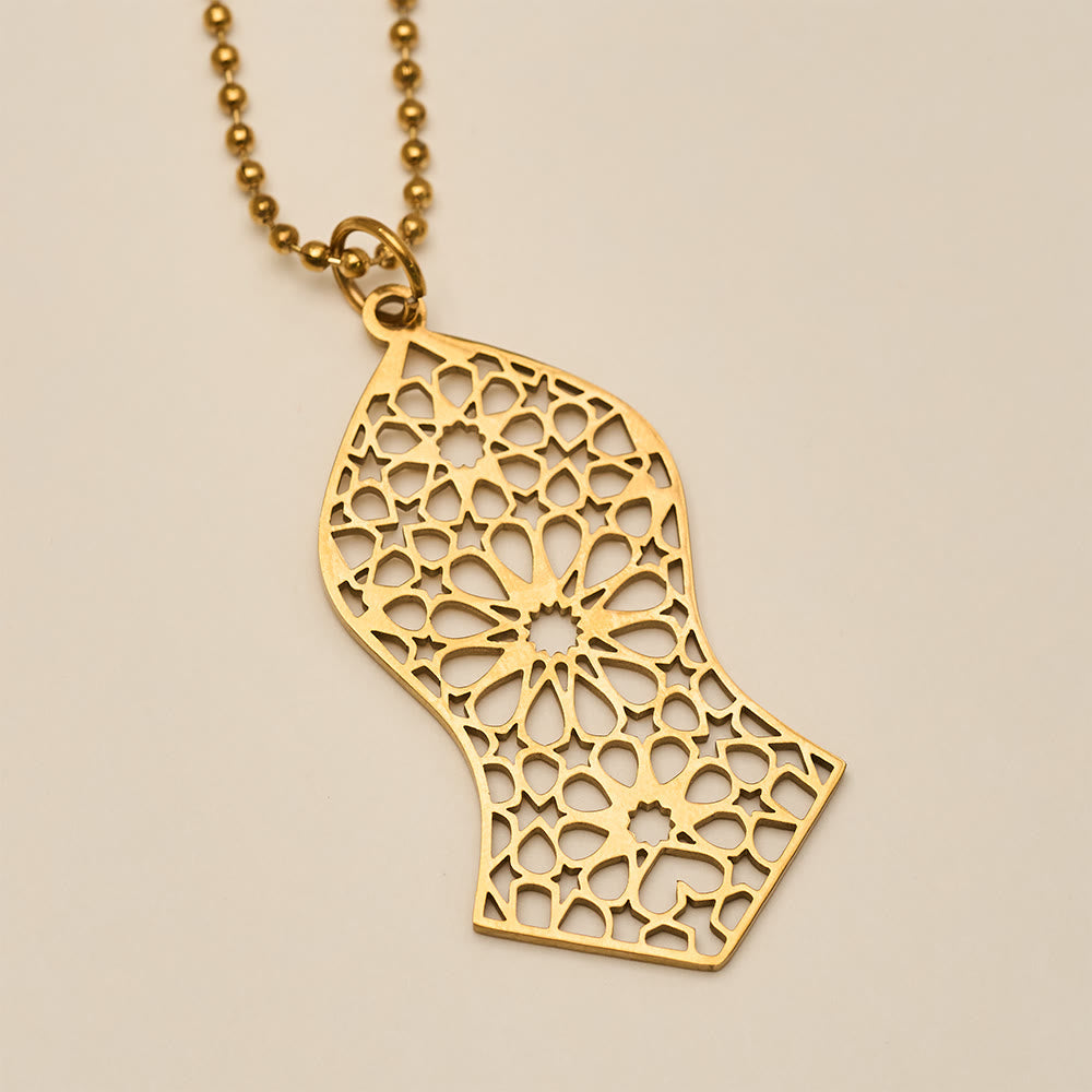 HilalHaven Pilgrim Arc Filigree Heritage Arabesque Geometric Openwork Silhouette Necklace  - image 4