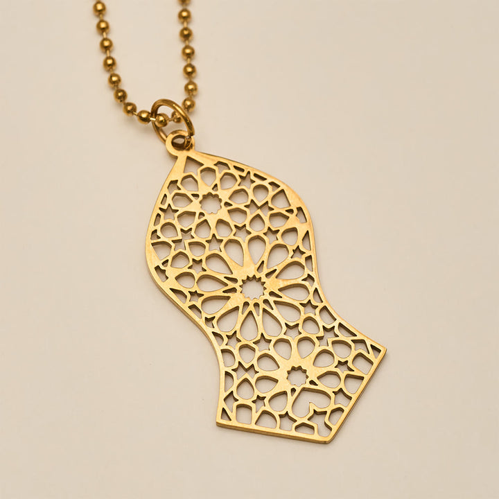 HilalHaven Pilgrim Arc Filigree Heritage Arabesque Geometric Openwork Silhouette Necklace  - image 4