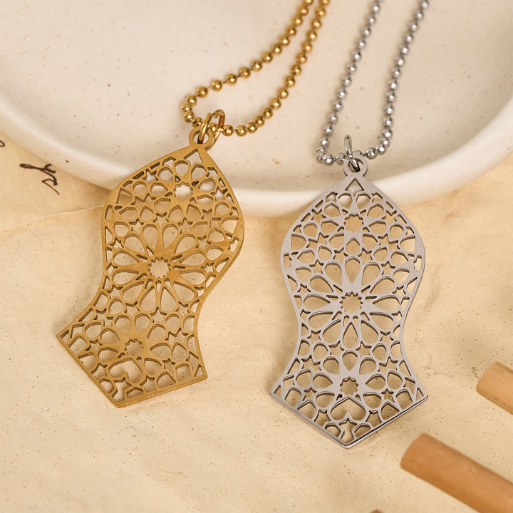 HilalHaven Pilgrim Arc Filigree Heritage Arabesque Geometric Openwork Silhouette Necklace  - image 1