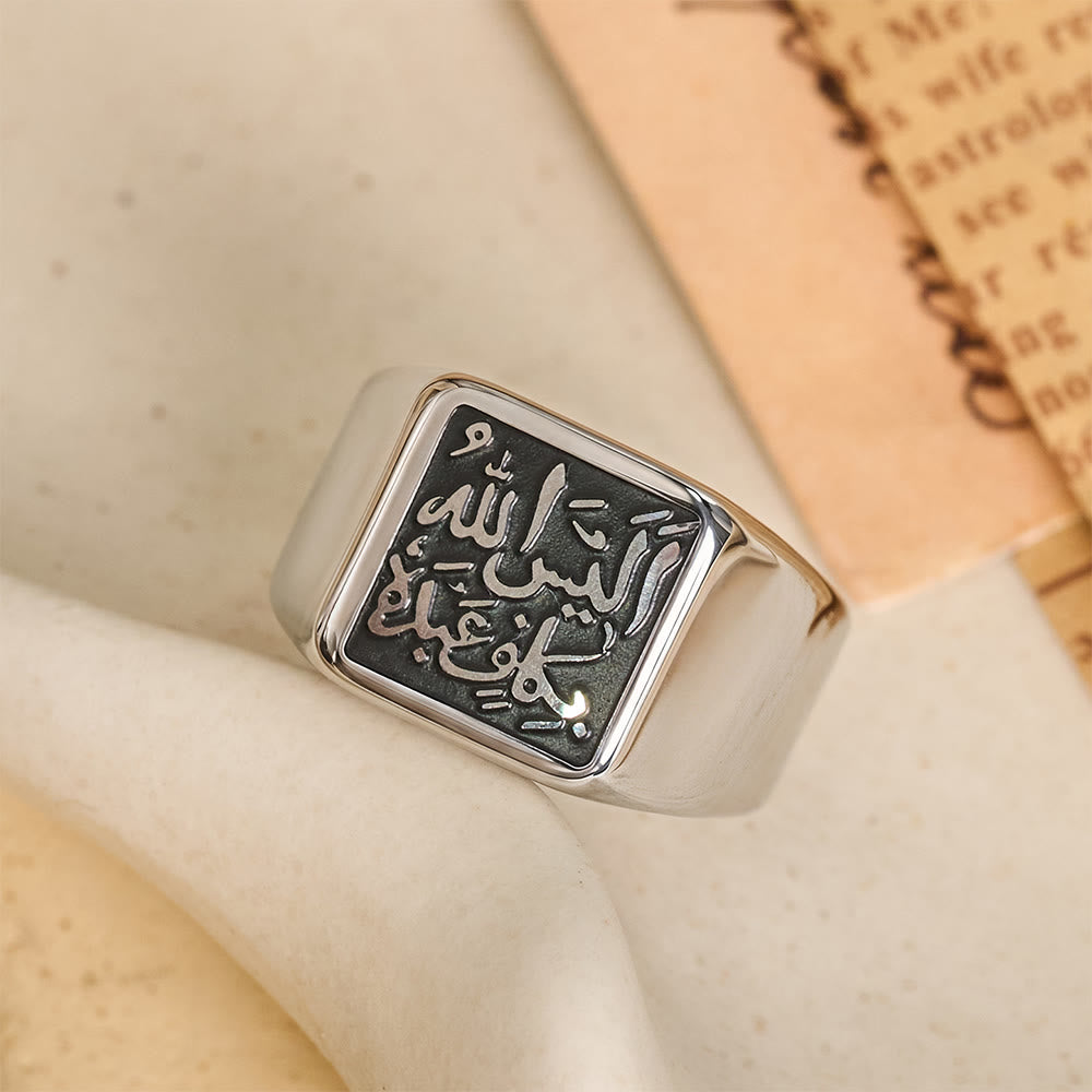 FREE Today: Reliable Haven Kufic Script Square Signet Ring - image 3