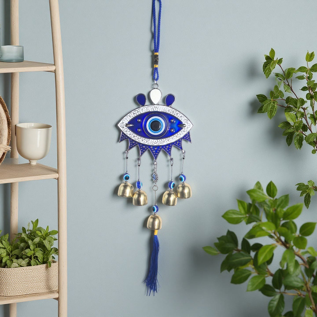 HilalHaven Guardian Gaze Ornate Regional Amulet Bell Wind Chime Hanging Ornament  - Golden Bell - image 2