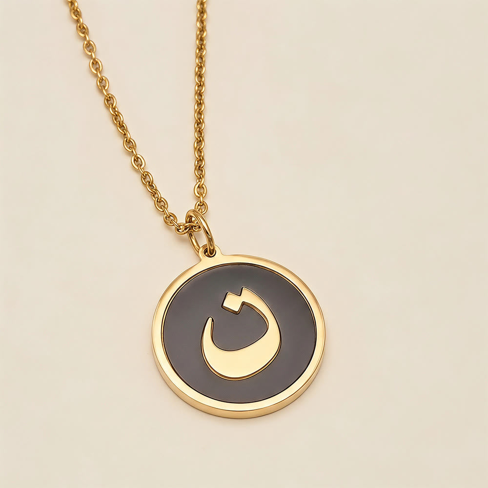 HilalHaven Script Whisper Monogram Engraved Jewelry Set — Minimalist Titanium Steel Disc Necklace &amp; Stud Earrings - image 13