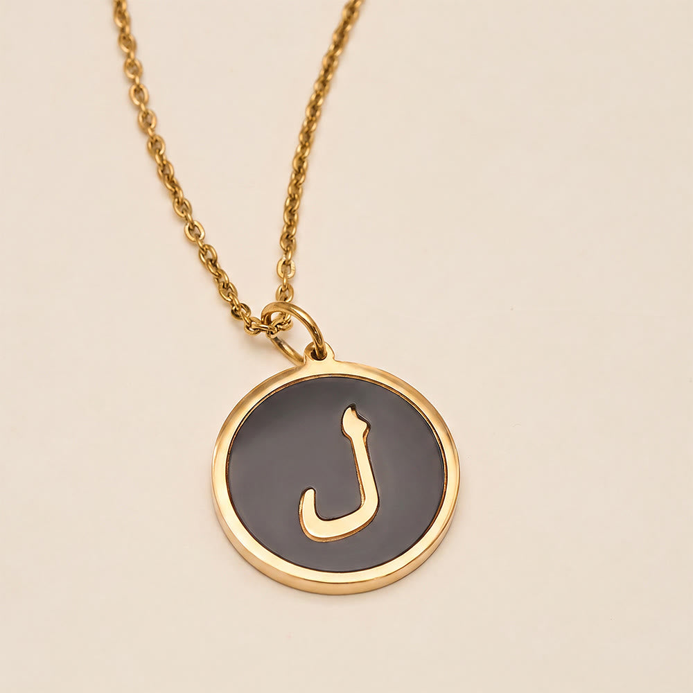 HilalHaven Script Whisper Monogram Engraved Jewelry Set — Minimalist Titanium Steel Disc Necklace &amp; Stud Earrings - image 27