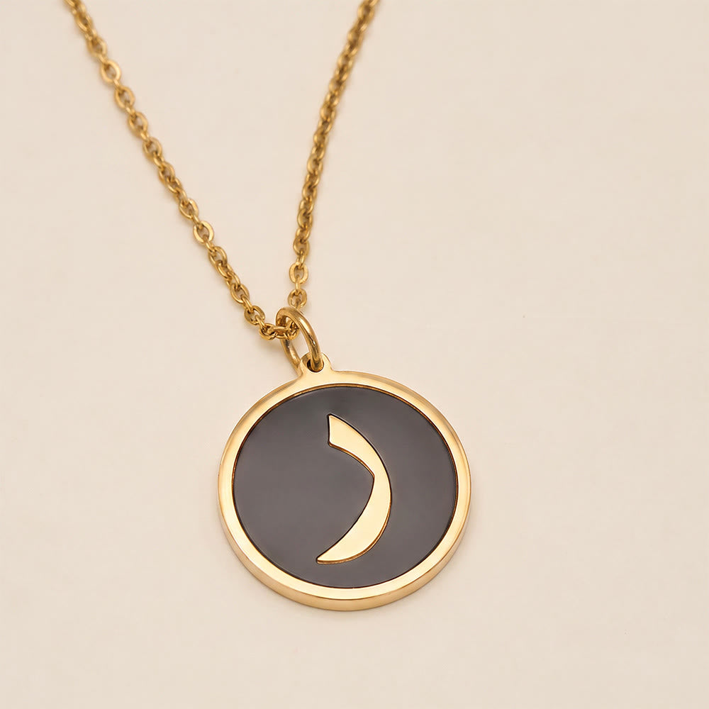 HilalHaven Script Whisper Monogram Engraved Jewelry Set — Minimalist Titanium Steel Disc Necklace &amp; Stud Earrings - image 55