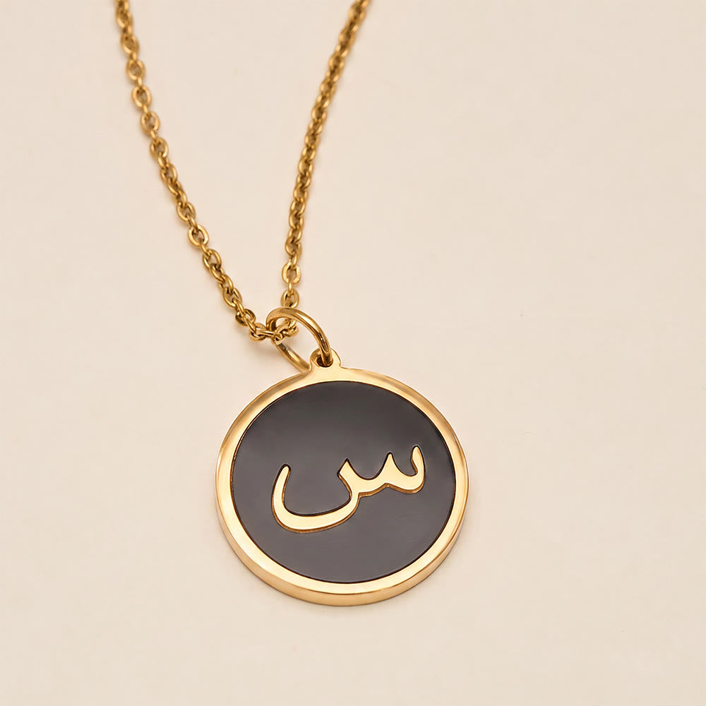 HilalHaven Script Whisper Monogram Engraved Jewelry Set — Minimalist Titanium Steel Disc Necklace &amp; Stud Earrings - image 76