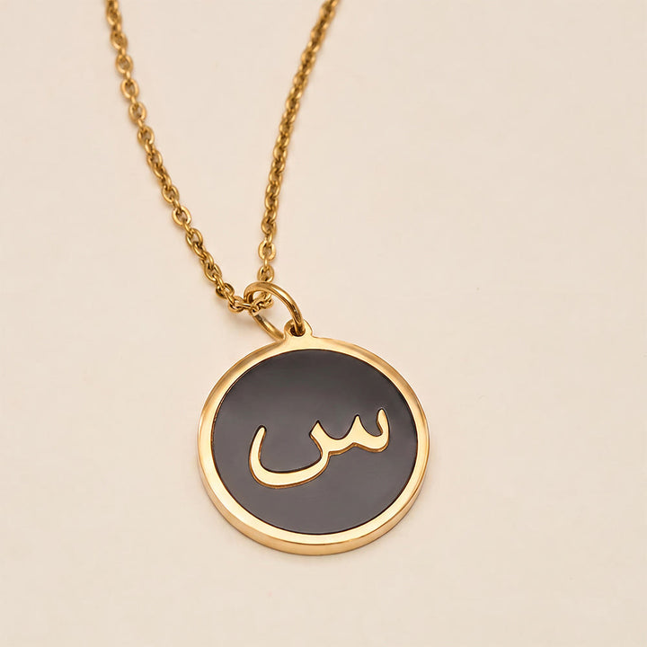 HilalHaven Script Whisper Monogram Engraved Jewelry Set — Minimalist Titanium Steel Disc Necklace &amp; Stud Earrings - image 76