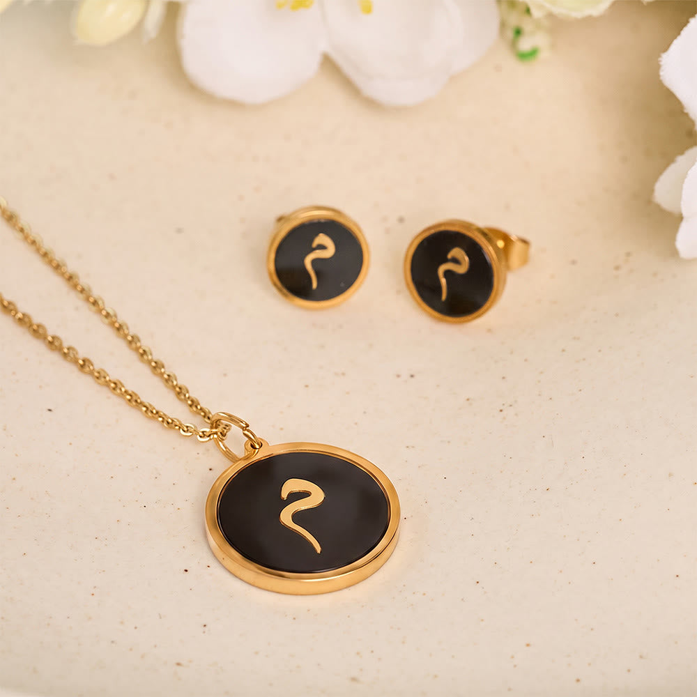 HilalHaven Script Whisper Monogram Engraved Jewelry Set — Minimalist Titanium Steel Disc Necklace &amp; Stud Earrings - image 58