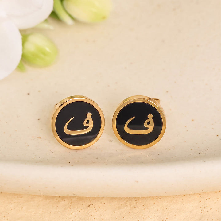 HilalHaven Script Whisper Monogram Engraved Jewelry Set — Minimalist Titanium Steel Disc Necklace &amp; Stud Earrings - image 18
