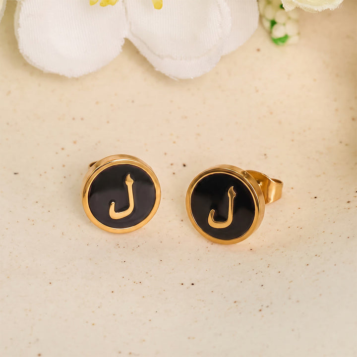HilalHaven Script Whisper Monogram Engraved Jewelry Set — Minimalist Titanium Steel Disc Necklace &amp; Stud Earrings - image 26