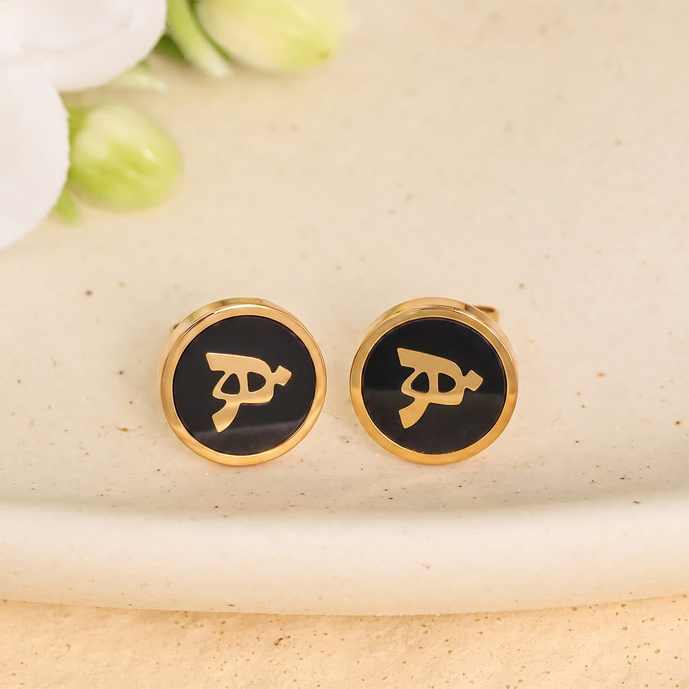 HilalHaven Script Whisper Monogram Engraved Jewelry Set — Minimalist Titanium Steel Disc Necklace &amp; Stud Earrings - image 67