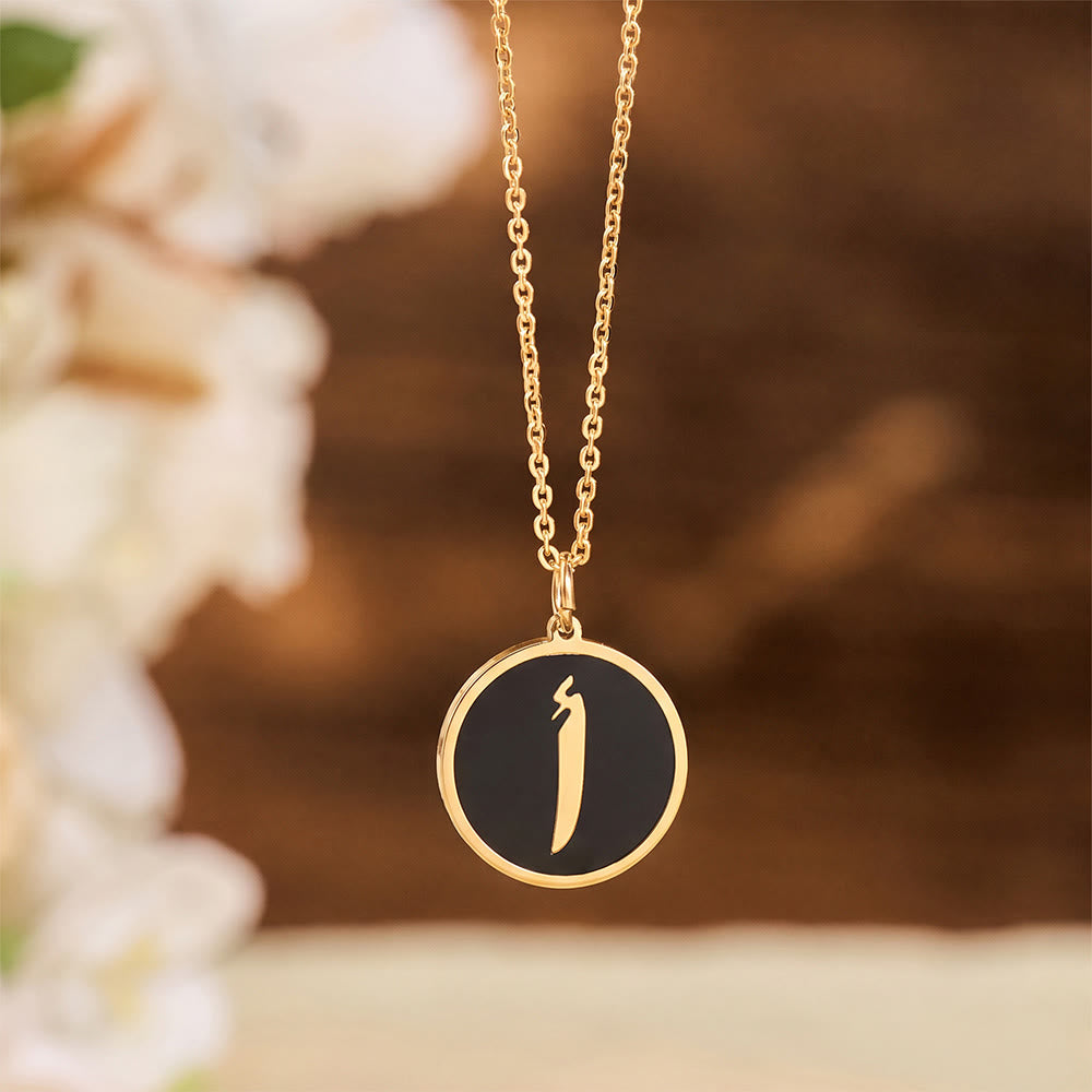 HilalHaven Script Whisper Monogram Engraved Jewelry Set — Minimalist Titanium Steel Disc Necklace &amp; Stud Earrings - Alif(A)|ا - image 28