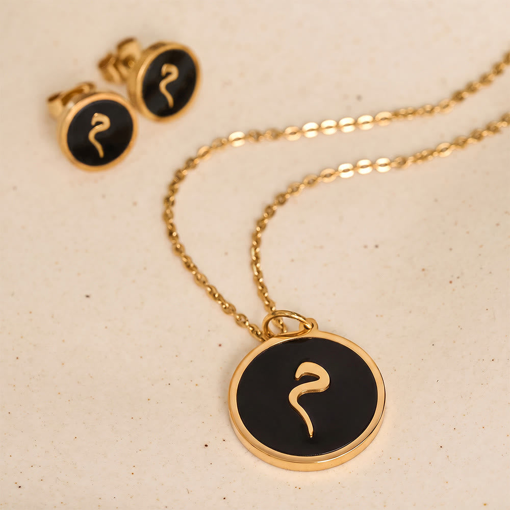 HilalHaven Script Whisper Monogram Engraved Jewelry Set — Minimalist Titanium Steel Disc Necklace &amp; Stud Earrings - image 57