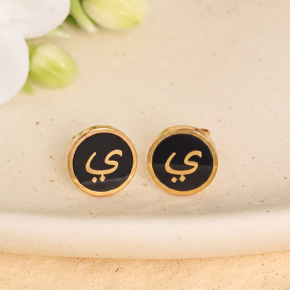 HilalHaven Script Whisper Monogram Engraved Jewelry Set — Minimalist Titanium Steel Disc Necklace &amp; Stud Earrings - image 39