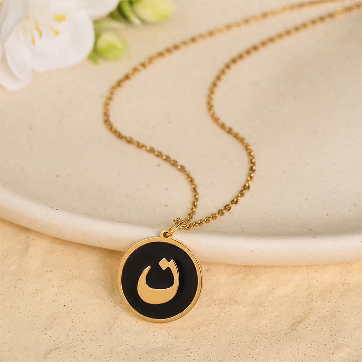HilalHaven Script Whisper Monogram Engraved Jewelry Set — Minimalist Titanium Steel Disc Necklace &amp; Stud Earrings - image 10
