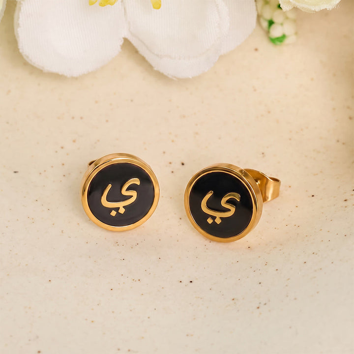 HilalHaven Script Whisper Monogram Engraved Jewelry Set — Minimalist Titanium Steel Disc Necklace &amp; Stud Earrings - image 40