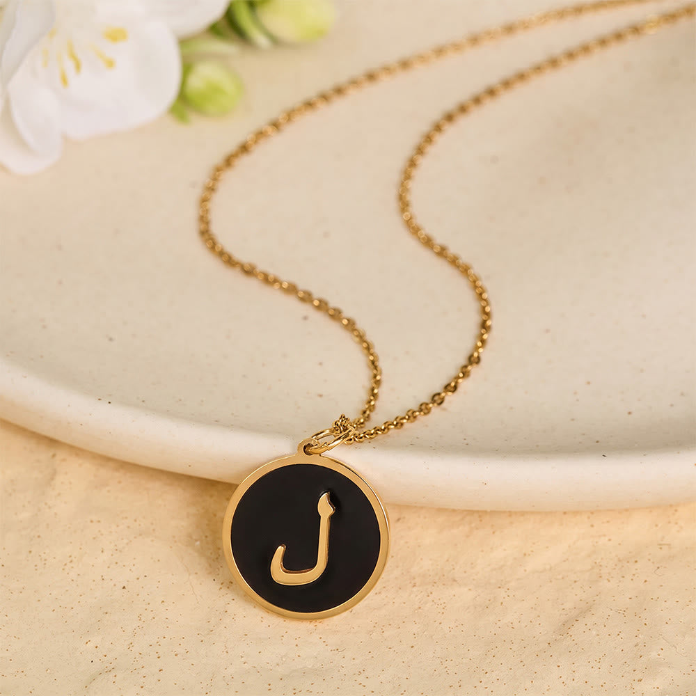 HilalHaven Script Whisper Monogram Engraved Jewelry Set — Minimalist Titanium Steel Disc Necklace &amp; Stud Earrings - image 24