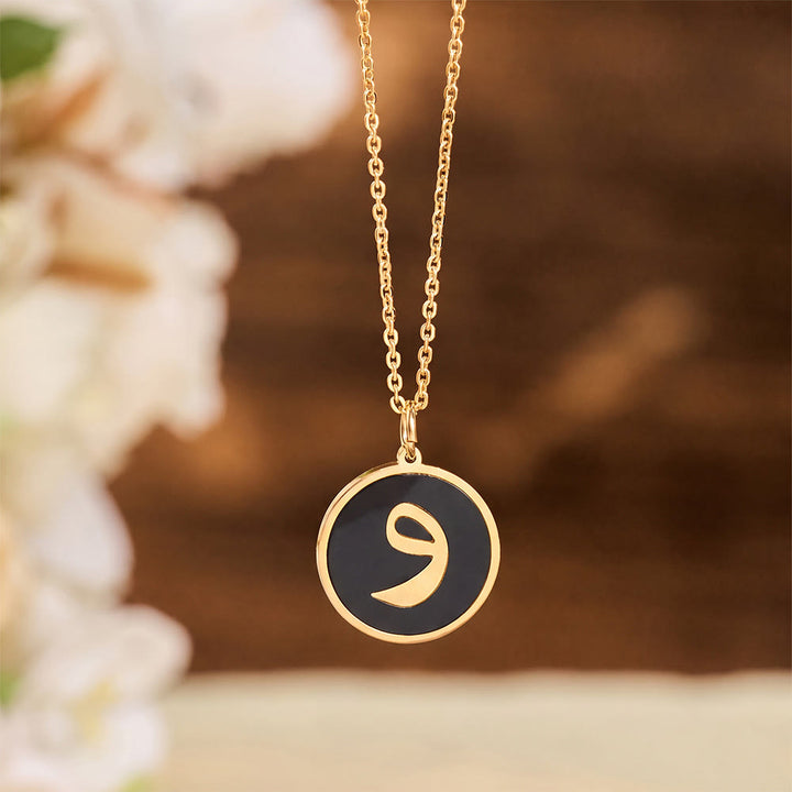 HilalHaven Script Whisper Monogram Engraved Jewelry Set — Minimalist Titanium Steel Disc Necklace &amp; Stud Earrings - Wa(W)|و  - image 42