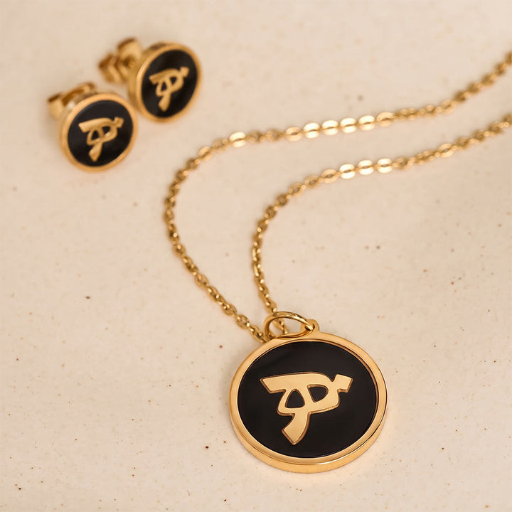 HilalHaven Script Whisper Monogram Engraved Jewelry Set — Minimalist Titanium Steel Disc Necklace &amp; Stud Earrings - image 64