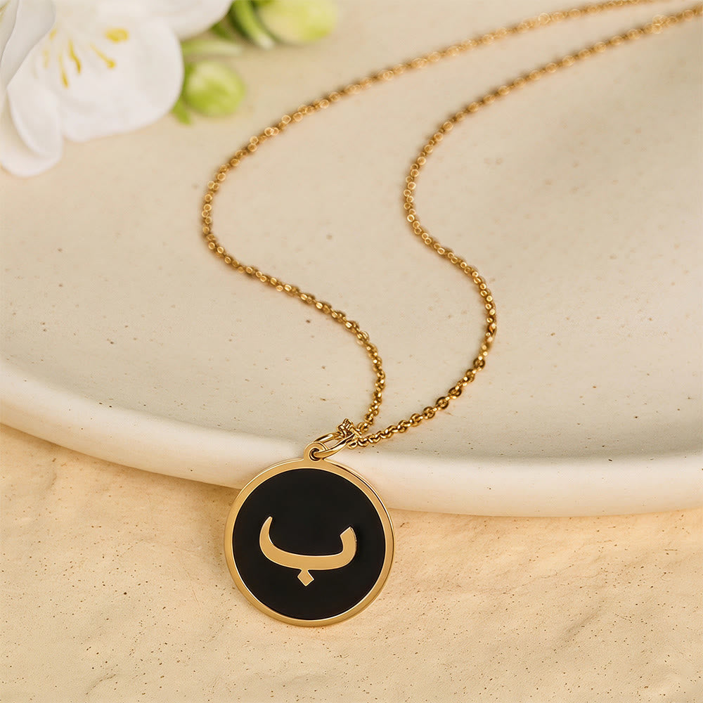 HilalHaven Script Whisper Monogram Engraved Jewelry Set — Minimalist Titanium Steel Disc Necklace &amp; Stud Earrings - image 3