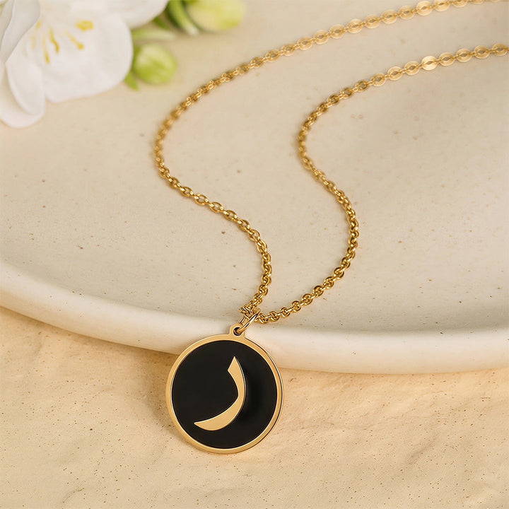 HilalHaven Script Whisper Monogram Engraved Jewelry Set — Minimalist Titanium Steel Disc Necklace &amp; Stud Earrings - image 52