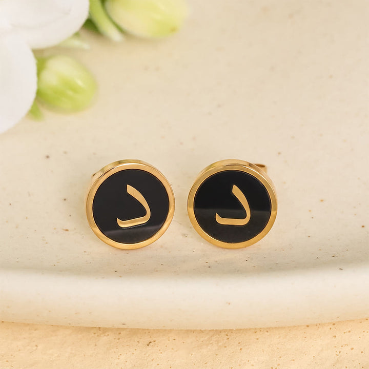 HilalHaven Script Whisper Monogram Engraved Jewelry Set — Minimalist Titanium Steel Disc Necklace &amp; Stud Earrings - image 81