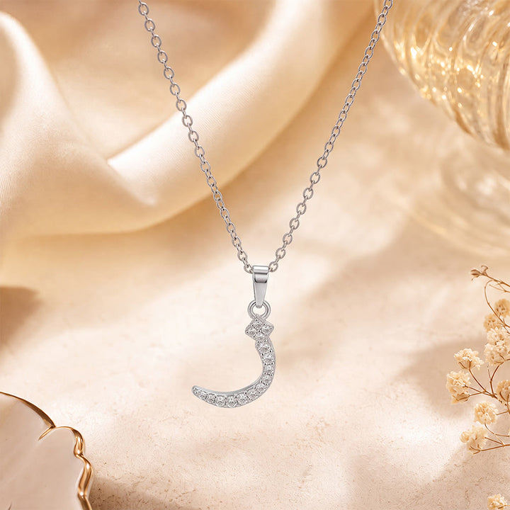 HilalHaven Letter Lumina Flowing Regional Script Monogram Necklace - Silver - Zo(Z)|ز - image 14