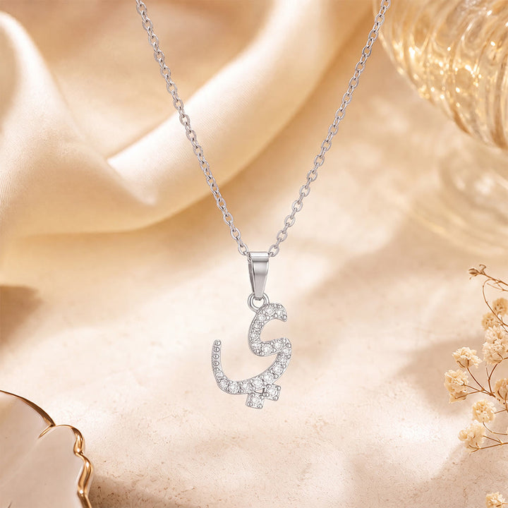 HilalHaven Letter Lumina Flowing Regional Script Monogram Necklace - Silver - Ya(Y, E or I)|ي - image 34