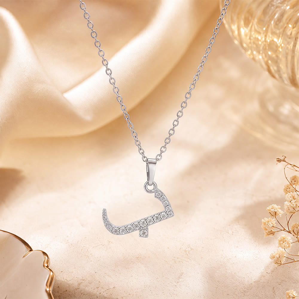 HilalHaven Letter Lumina Flowing Regional Script Monogram Necklace - Silver - Be(B)|ب - image 28