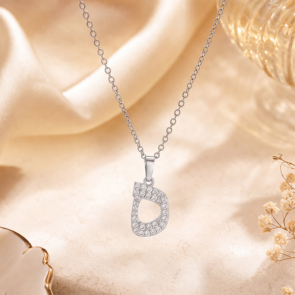 HilalHaven Letter Lumina Flowing Regional Script Monogram Necklace - Silver - He(H)|ه - image 26