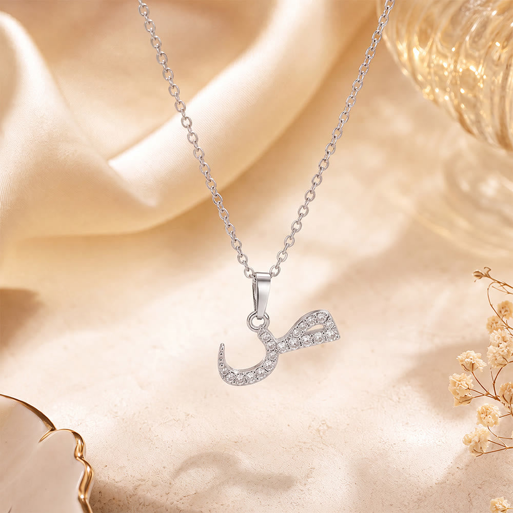 HilalHaven Letter Lumina Flowing Regional Script Monogram Necklace - Silver - Sod(S)|ص - image 30