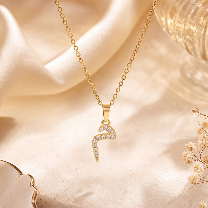HilalHaven Letter Lumina Flowing Regional Script Monogram Necklace - Golden - Mim(M)|م - image 1