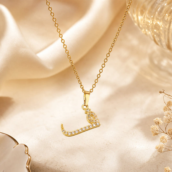 HilalHaven Letter Lumina Flowing Regional Script Monogram Necklace - Golden - Fa(F)|ف - image 21