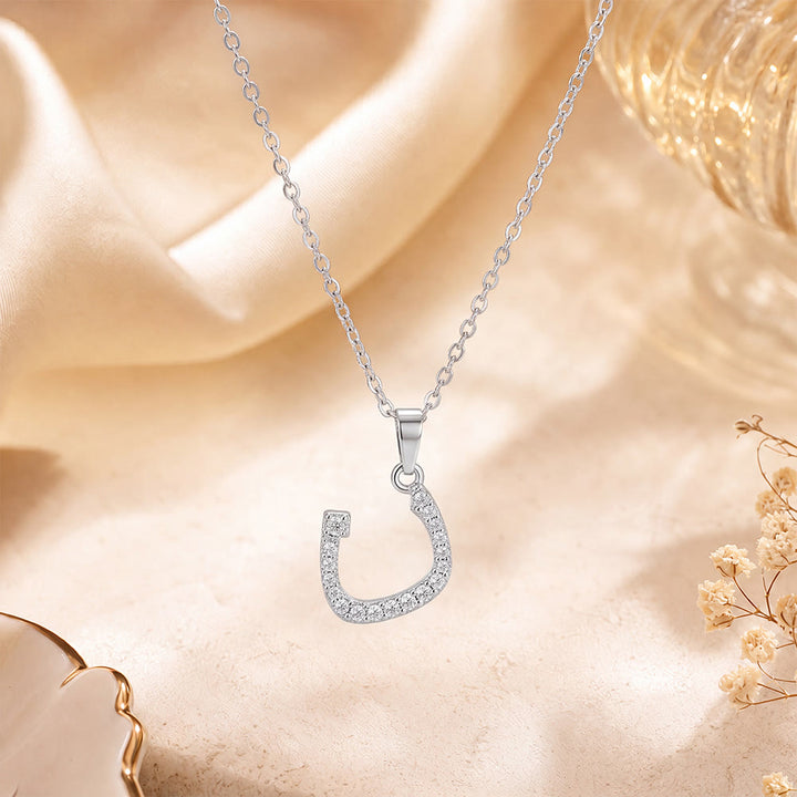 HilalHaven Letter Lumina Flowing Regional Script Monogram Necklace - Silver - Nun(N)|ن - image 6