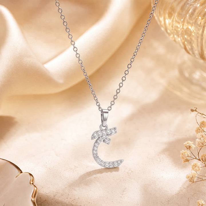 HilalHaven Letter Lumina Flowing Regional Script Monogram Necklace - Silver - Jin(J)|ج - image 20